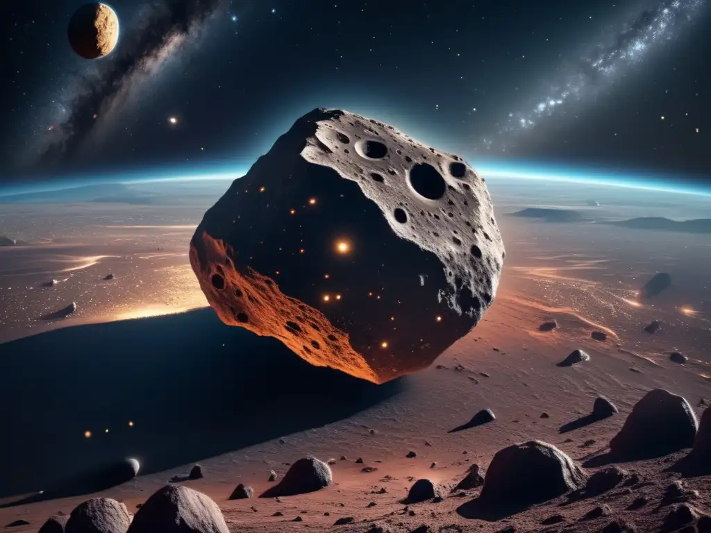 Asteroide acercándose a la Tierra en el espacio Imagen impactante de asteroide acercándose a la Tierra: Exploración de asteroides cercanos a la Tierra
