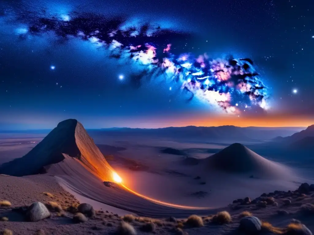 Imagen impactante 8K muestra panorama celeste con estrellas brillantes, la Vía Láctea y un asteroide cercano a la Tierra