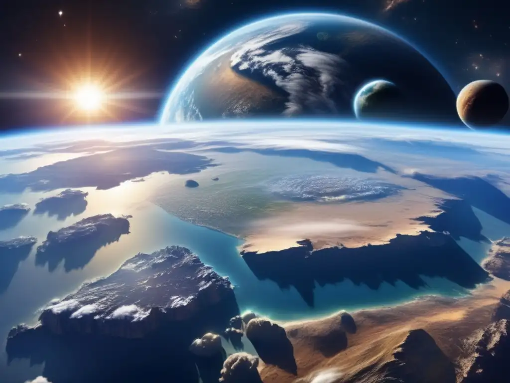 Imagen impactante de la Tierra desde el espacio con un asteroide en colisión