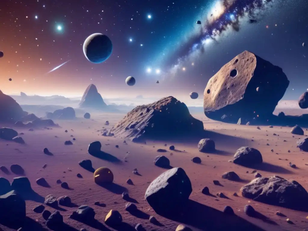 Imagen impactante del universo con asteroides, programas educativos (110 caracteres)