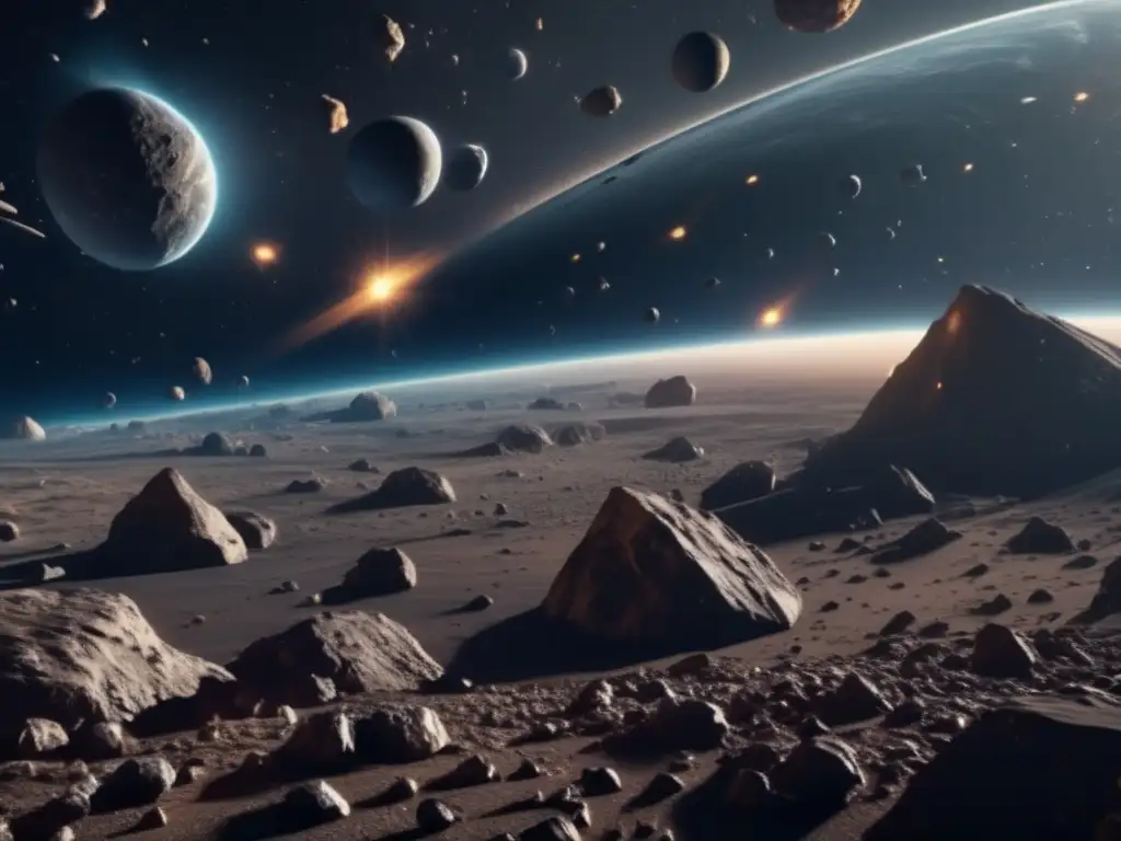 Imagen impactante: vasto espacio con la Tierra rodeada de asteroides de diferentes tamaños y formas