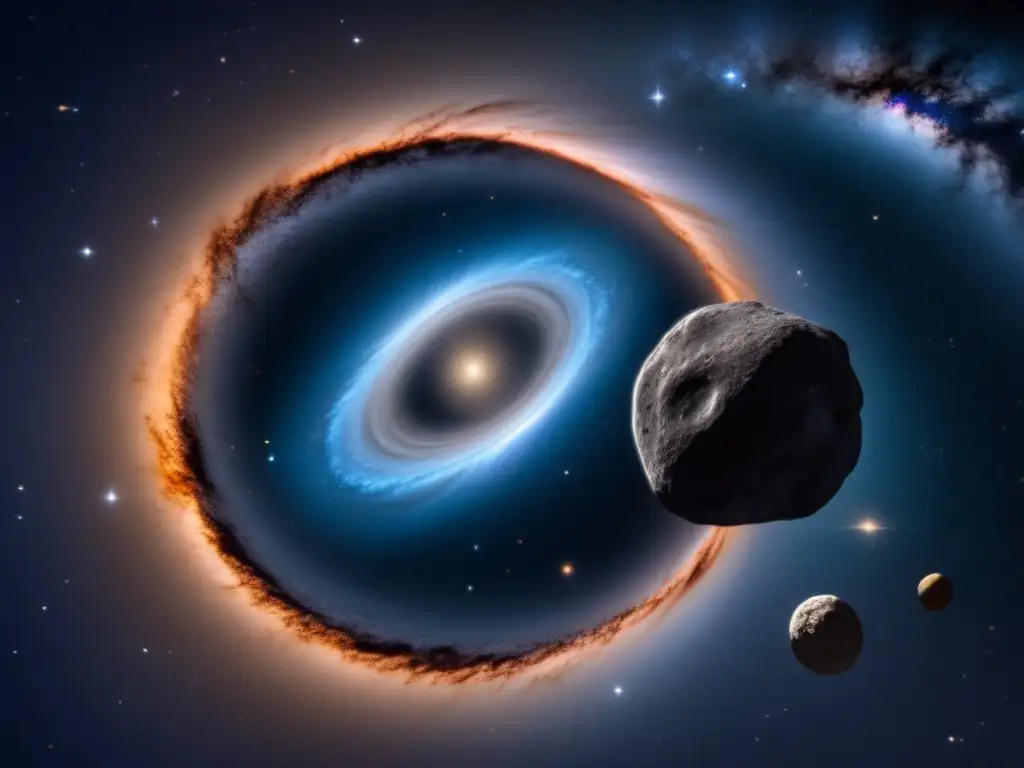 Imagen: Impacto asteroides tipo C en Tierra - Galactic swirl, asteroid C-type, cosmic textures, impact crater, celestial dynamics