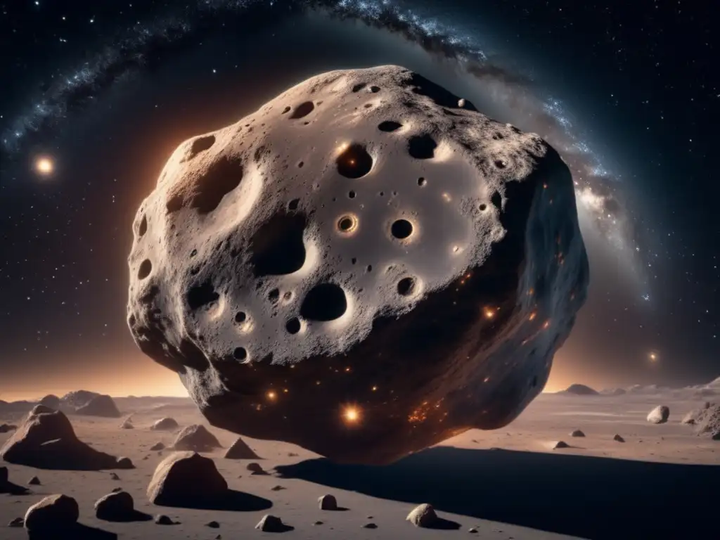 Imagen impresionante: asteroide 8k en el espacio rodeado de estrellas y galaxias