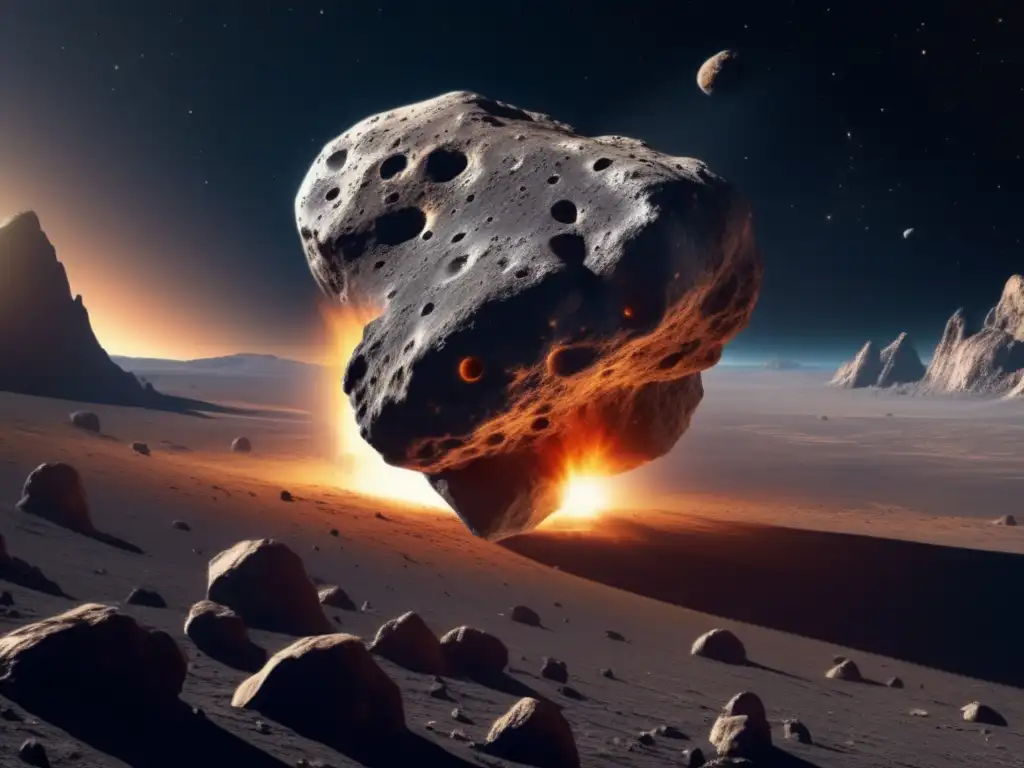 Imagen impresionante: Asteroide masivo en el espacio con terreno rocoso y cráteres profundos