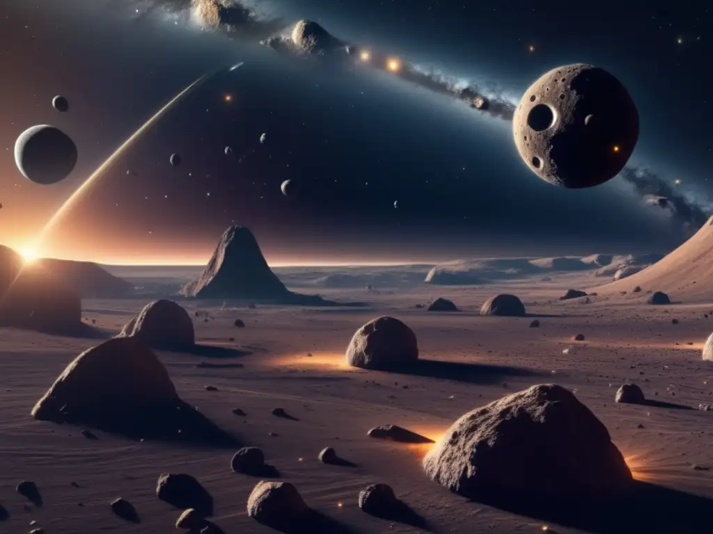 Imagen impresionante con asteroides y espacio: Estrategias para desviar asteroides peligrosos