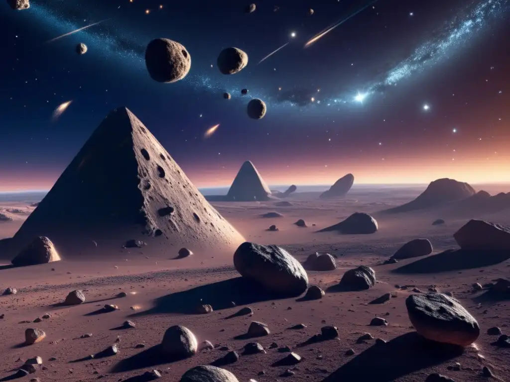 Imagen impresionante de espacio con asteroides Ptype buscando vida extraterrestre