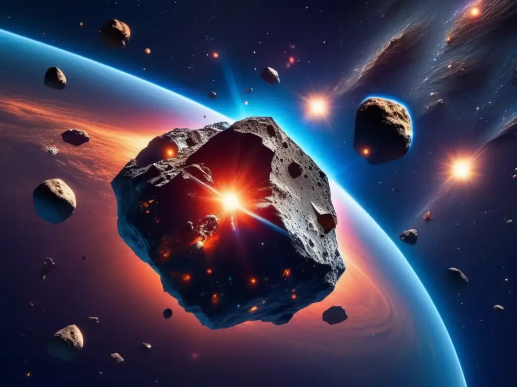 Imagen impresionante de un grupo de asteroides flotando en el espacio, resaltando la importancia de los asteroides en el sistema solar