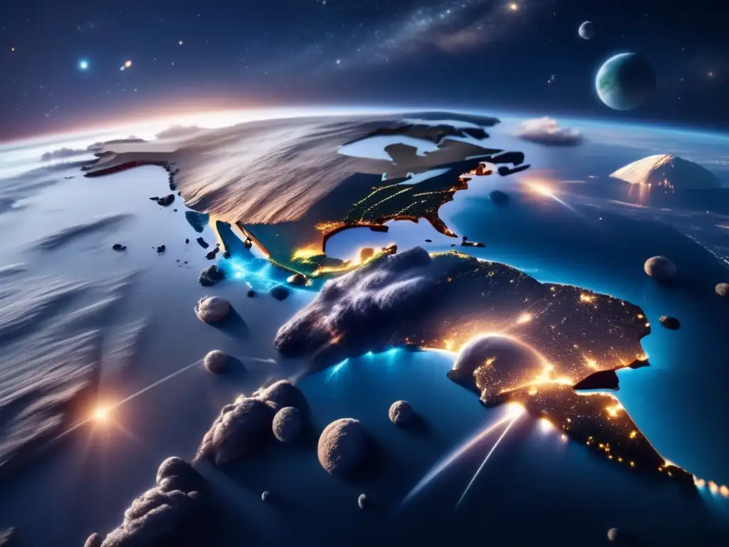 Imagen impresionante 8k de la Tierra vista desde el espacio, con foco en el lado nocturno del planeta