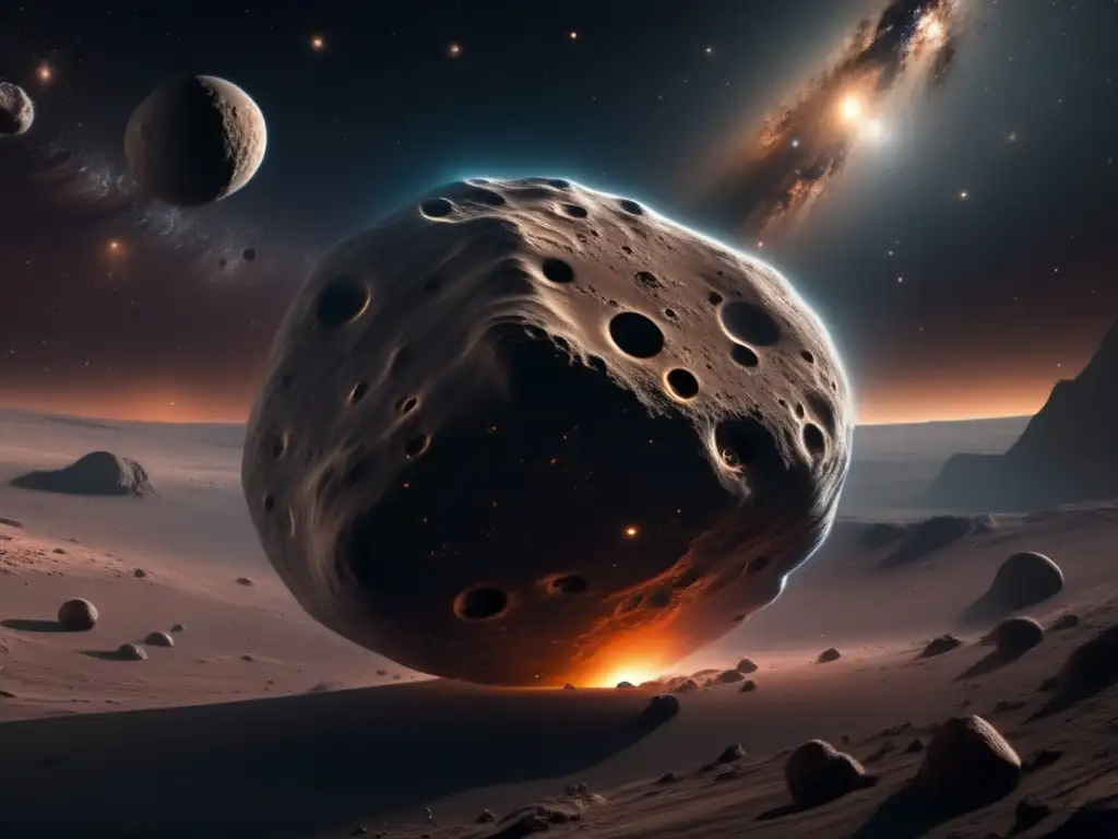 Imagen: Órbita asteroide determinada gravedad en espacio estelar