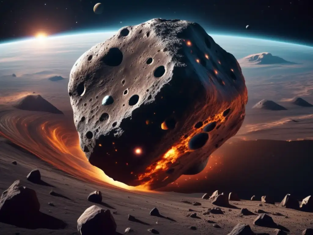 Imagen realista de asteroide masivo en curso hacia la Tierra, con enseñanzas sobre nuestro destino