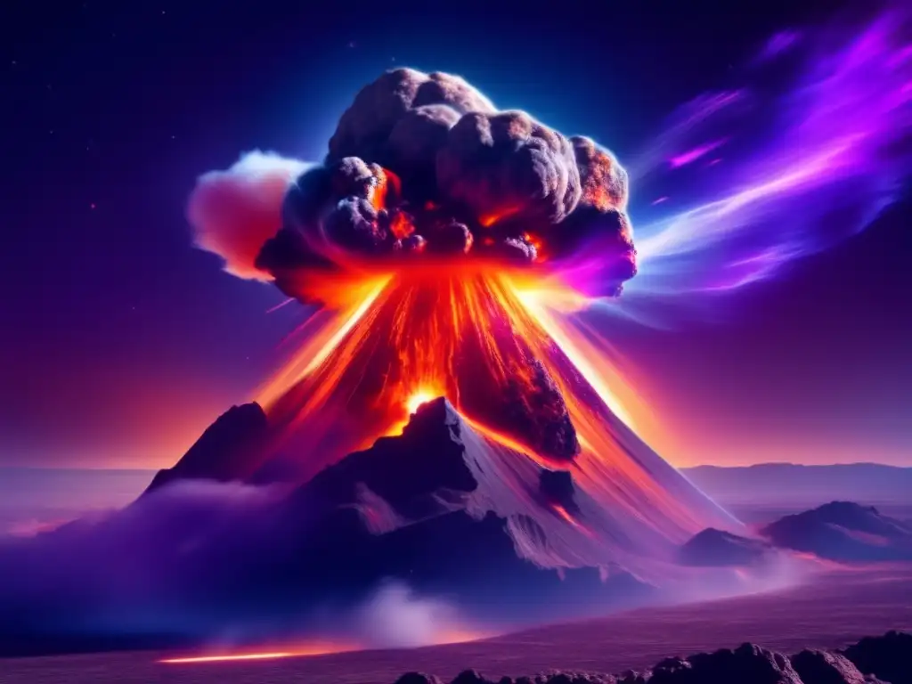 Imagen: 'Resonancias en impacto de asteroides' - Asteroides en colisión con la Tierra, con halo de fuego y destrucción