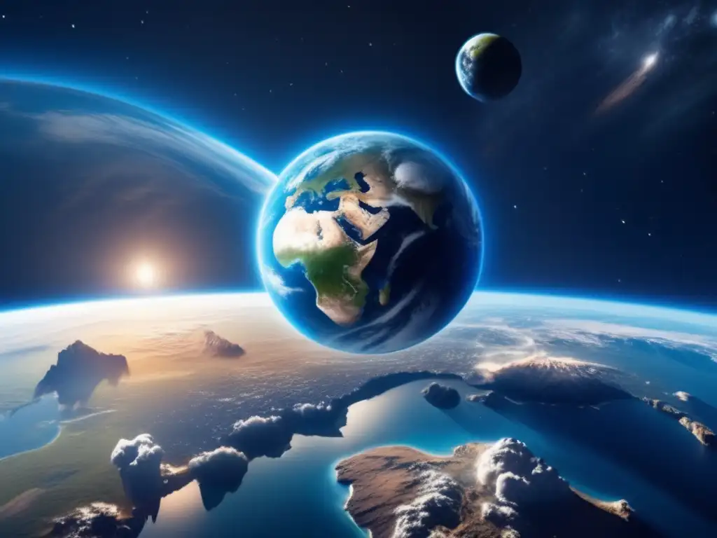 Imagen ultradetallada 8k: Panorama de la Tierra desde el espacio, destacando su belleza y fragilidad