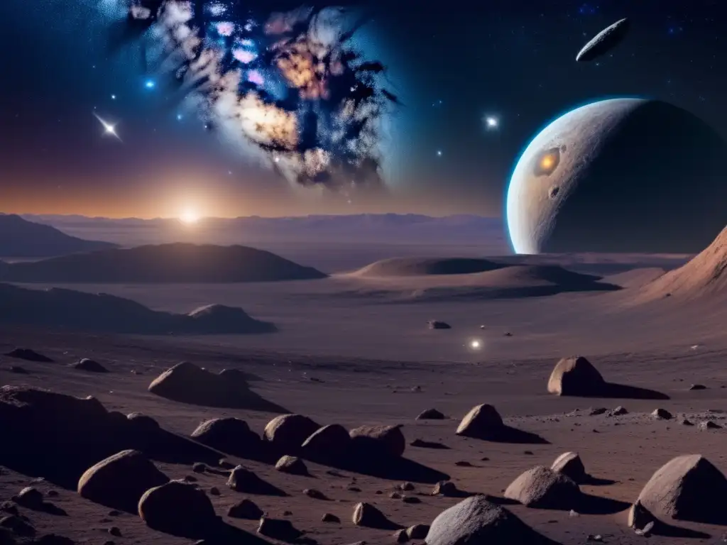 Imagen: Vista deslumbrante del cosmos estrellado con asteroide, exploración humana con asteroides
