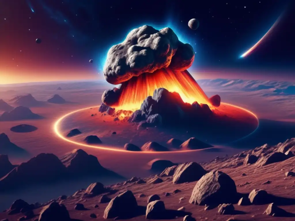 Impactante imagen 8k de un asteroide masivo acercándose a la Tierra, con consecuencias destructivas