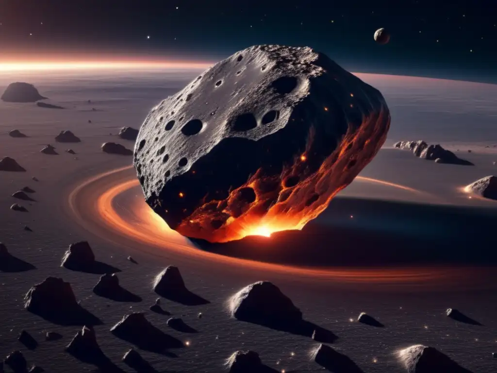 Impactante imagen: Asteroide solitario en órbita con cráteres, elementos metálicos y asteroides abandonados