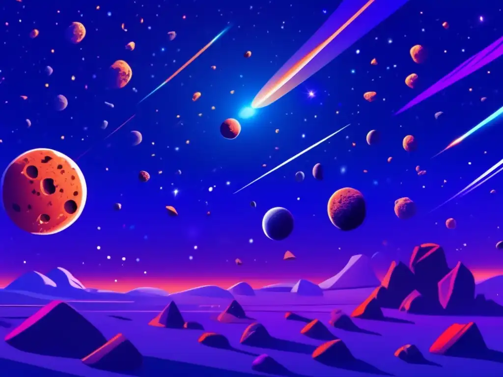 Impactante imagen de un campo de asteroides con detalles ultra detallados y vibrantes colores