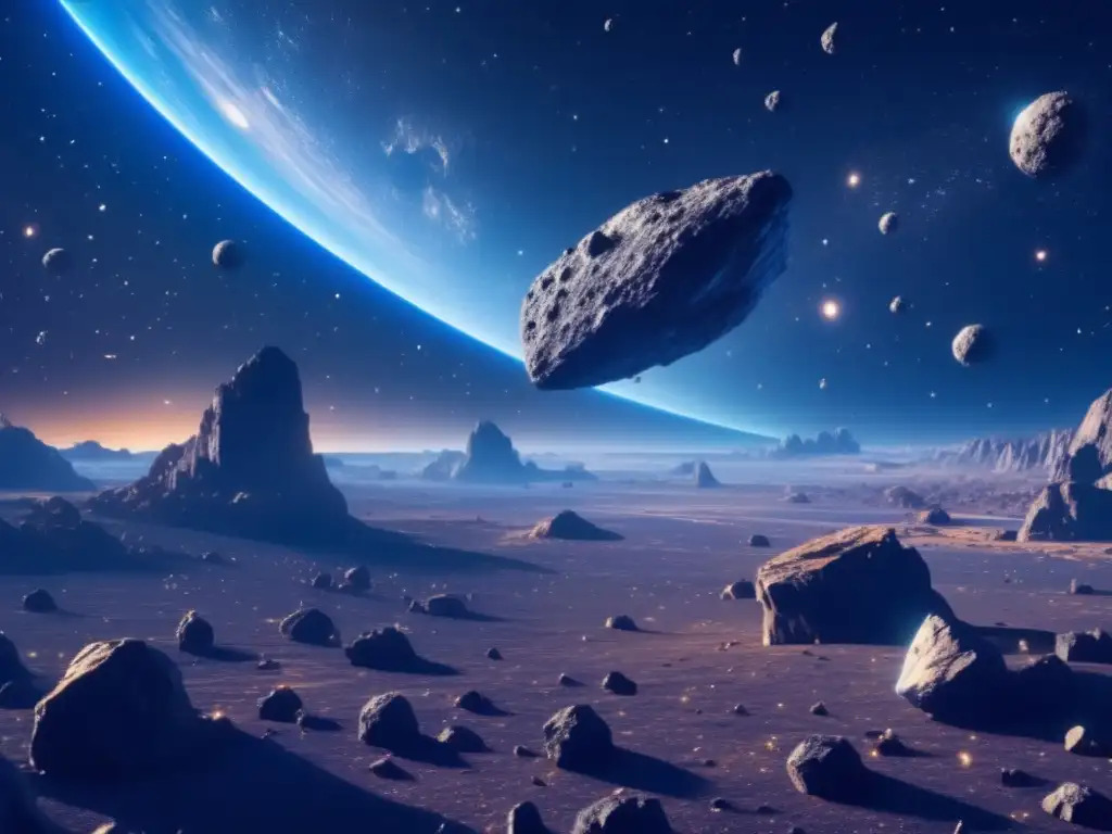 Impactante imagen 8k de un campo de asteroides en el espacio