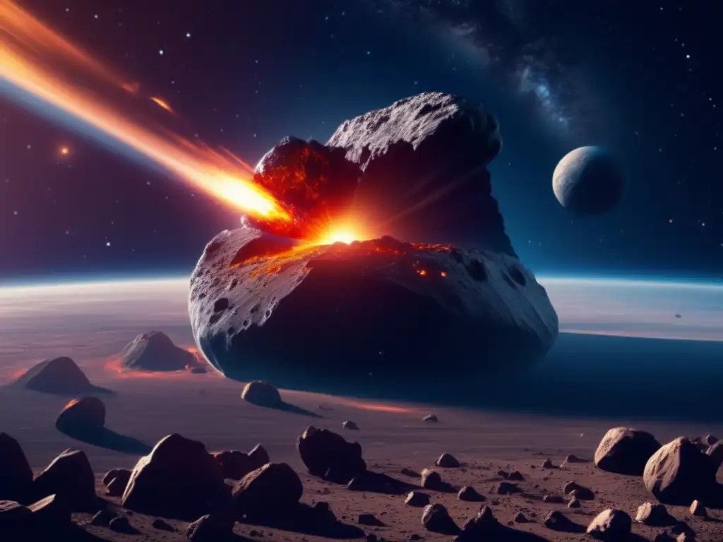 Impacto de asteroide C: belleza y peligro en 8k