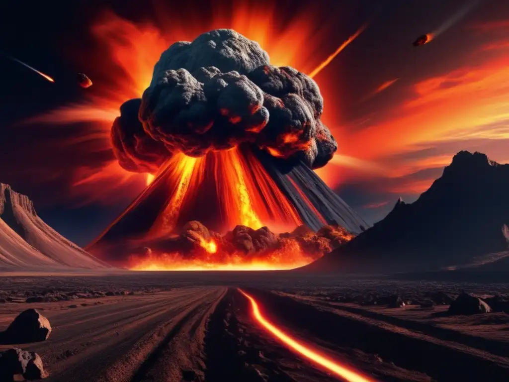 Impacto de asteroide y su influencia en la Tierra: escena caótica y dramática con asteroide en colisión