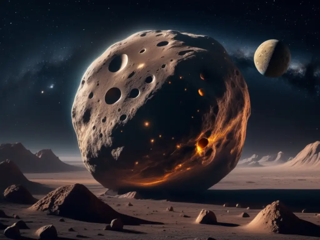 Impacto asteroide en sistema solar: vasto espacio, asteroide masivo, planetas coloridos, equilibrio delicado