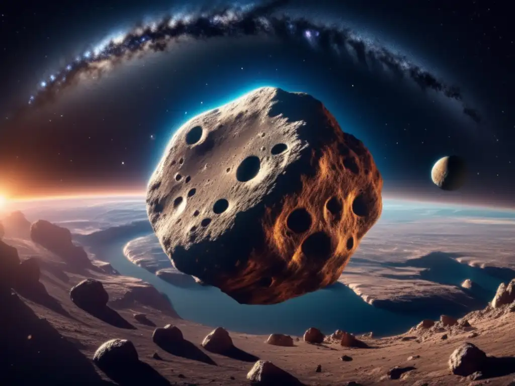 Impacto de asteroide hacia la Tierra: imagen impactante de un asteroide masivo acercándose en el espacio, con detalles impresionantes