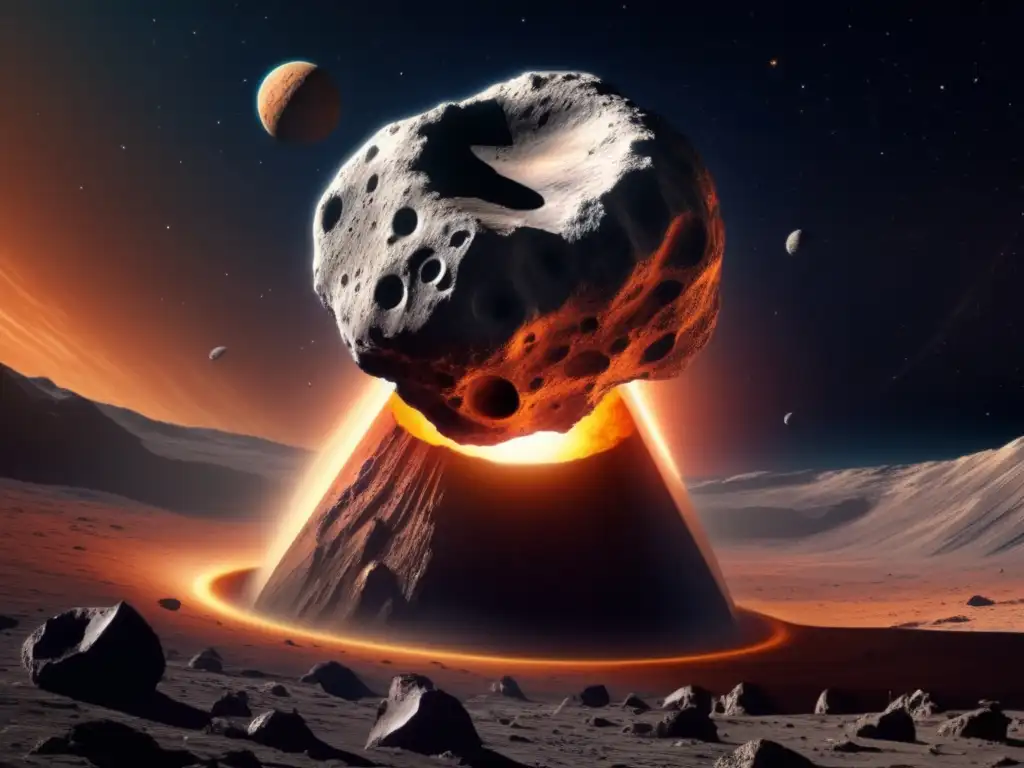 Impacto asteroides tierra armas nucleares: asteroide masivo hacia la Tierra, colores oscuros y tierra vibrante, urgencia y reflexión ética
