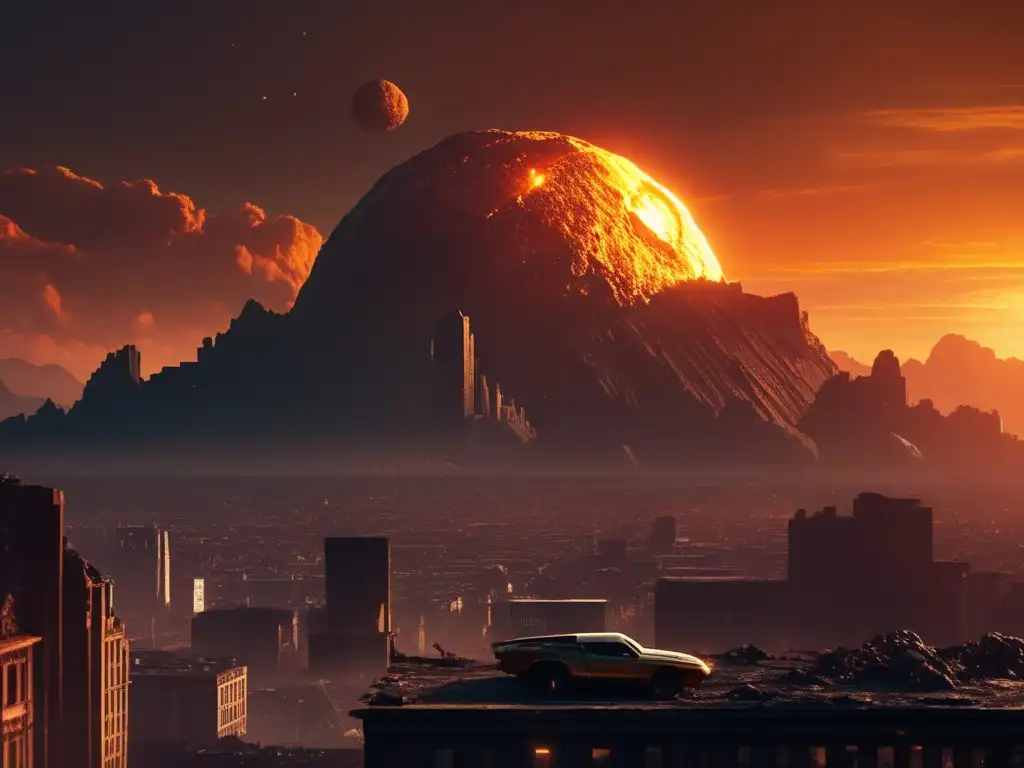 Impacto asteroides ciencia ficción en ciudad postapocalíptica