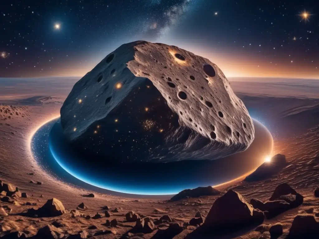 Impacto asteroides creencias éticas en imagen estelar de 8k, con asteroide imponente, nebulosa y detalles fascinantes