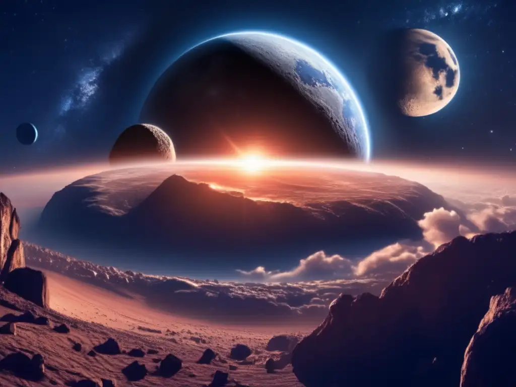 Impacto: asteroides historia tierra - Imagen cinematográfica de un cielo estrellado con una luna llena brillante en el centro