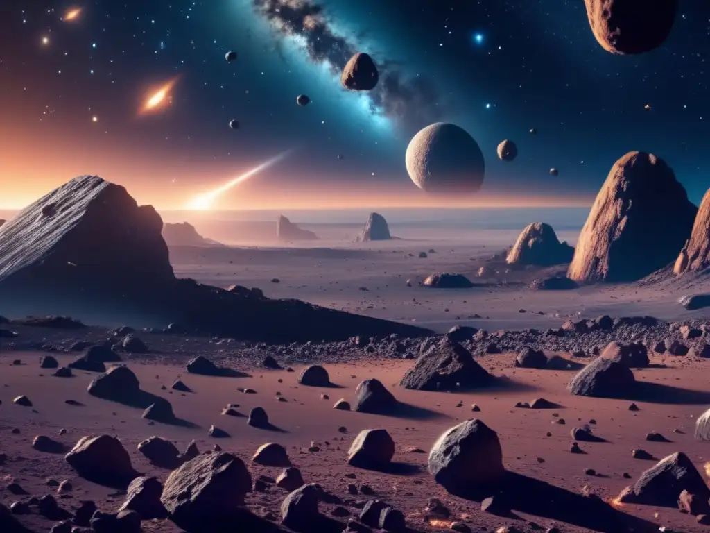 Impacto asteroides historia tierra: imagen 8k detallada muestra asteroide y nave espacial NASA