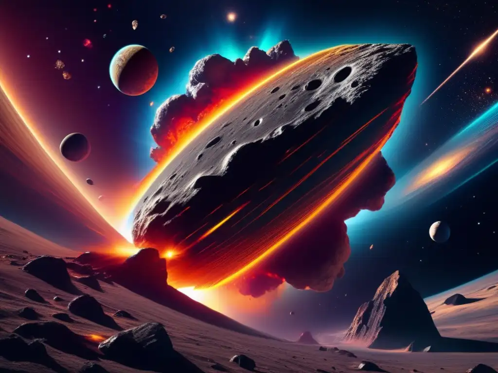 Impacto asteroides mareas y movimientos terrestres: escena espacial impresionante con asteroide amenazante y tierra hermosa
