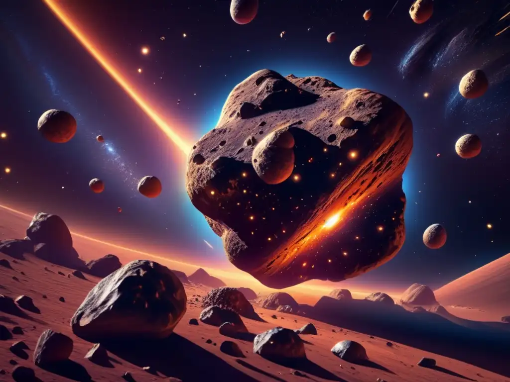 Impacto asteroides órbitas planetarias: imagen de 8k detallada muestra un grupo de asteroides troyanos orbitando un planeta central