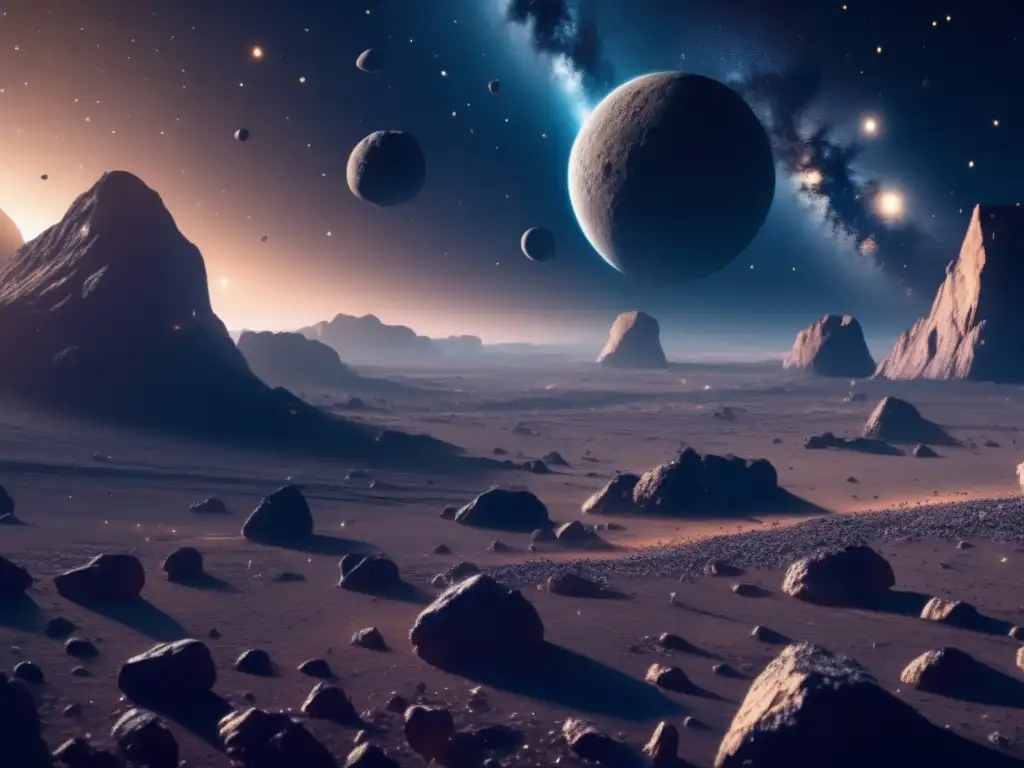 Impacto asteroides: sci-fi belleza espacial con nave minera avanzada-