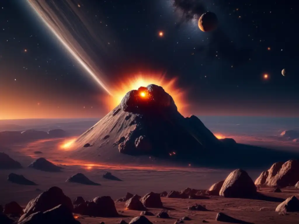 Impacto de asteroides en la Tierra: Asteroide masivo acercándose, peligro inminente, imagen ultradetallada
