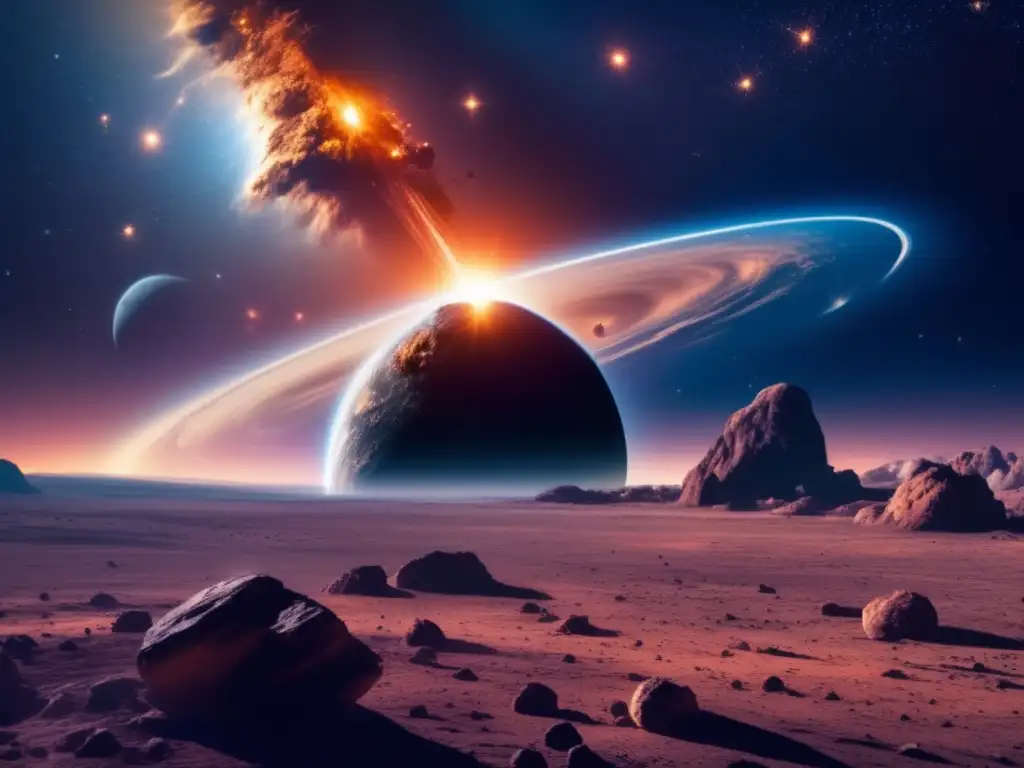 Impacto de asteroides en la Tierra: Un cielo estrellado y una explosión devastadora muestran el poder catastrófico de estos eventos
