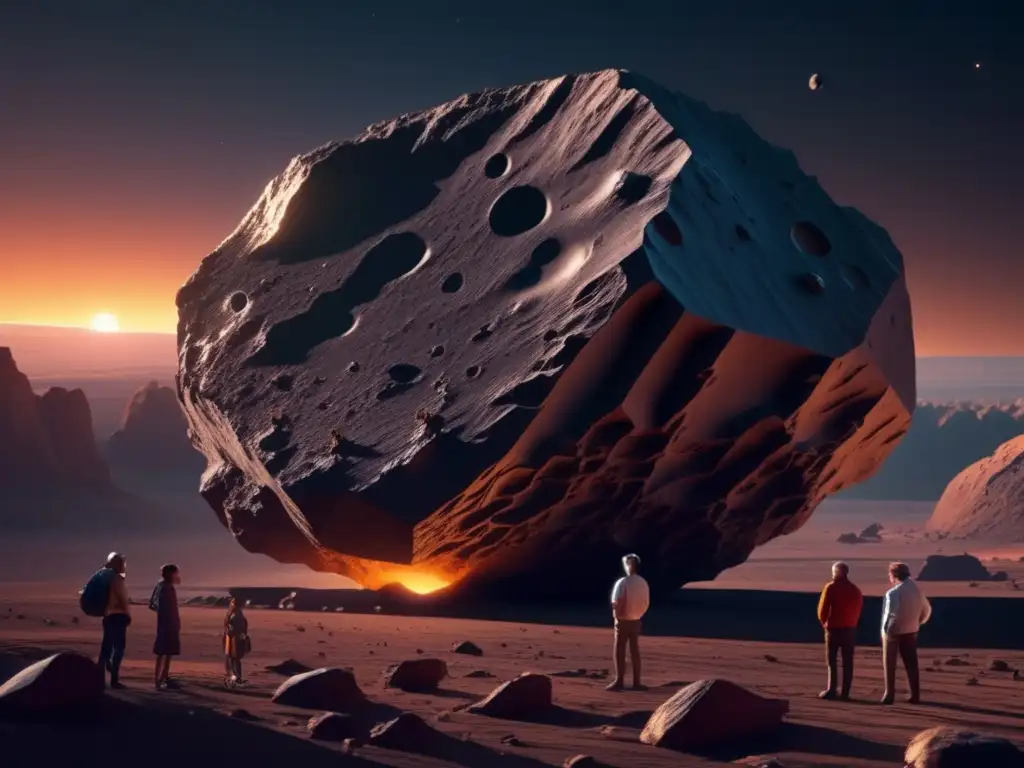 Impacto de asteroides en la tierra: científicos y artistas estudian y dibujan un asteroide irregular iluminado por el sol