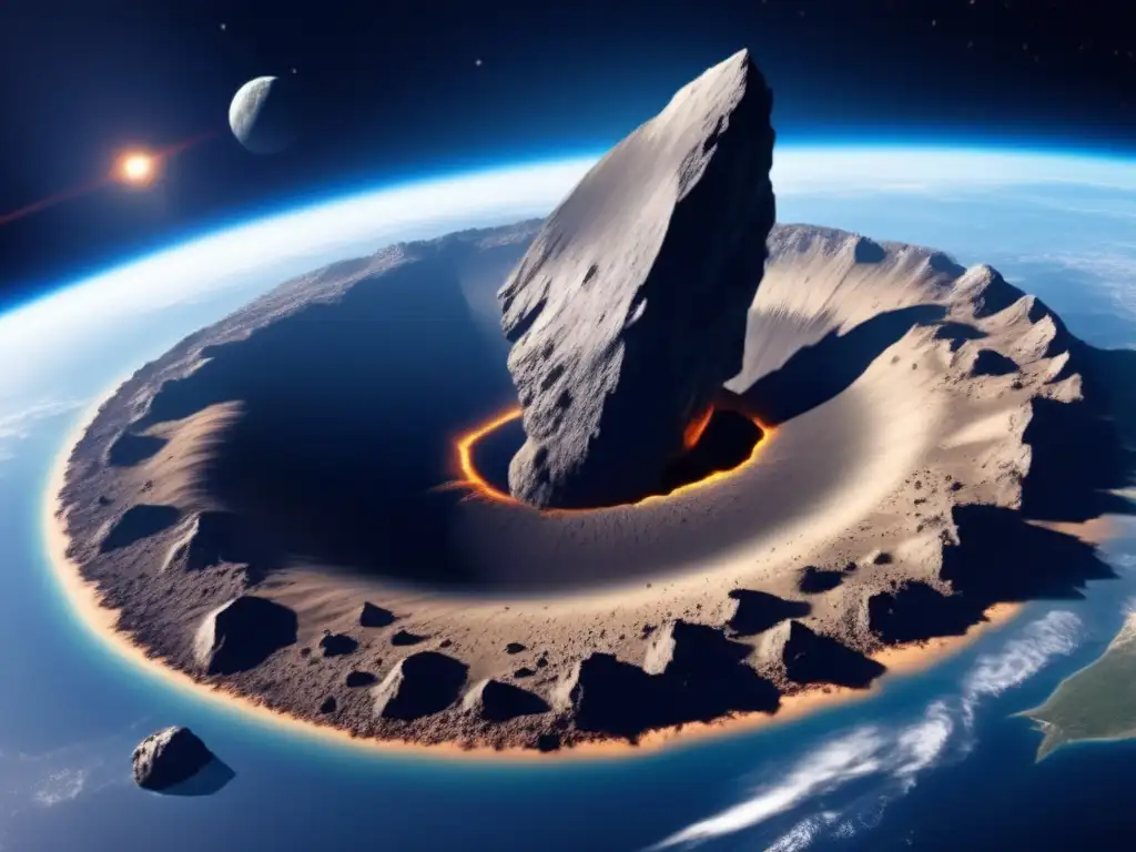 Impacto de asteroides en la Tierra: Escena dramática de un impacto astronómico que muestra la fuerza y devastación en nuestro planeta