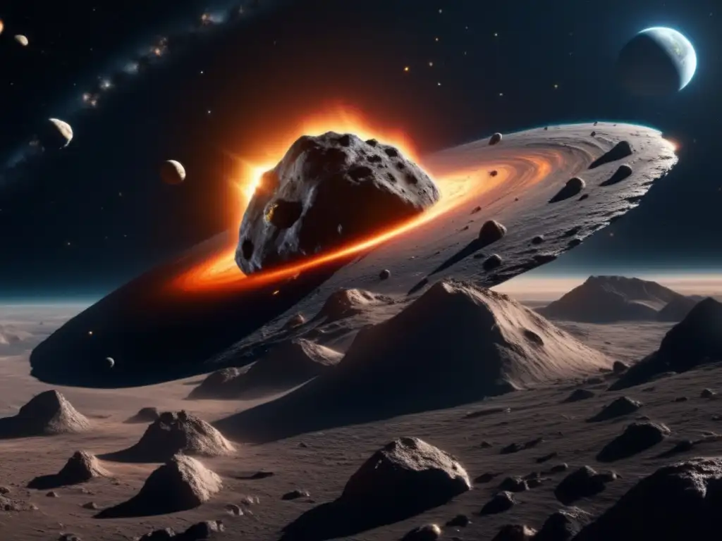 Impacto de asteroides en la Tierra: imagen impresionante de un asteroide acercándose, resaltando la belleza frágil de nuestro planeta
