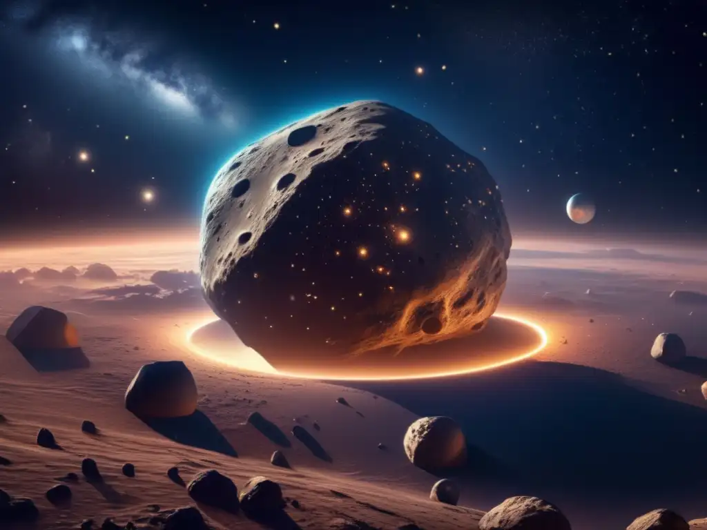 Impacto de asteroides en la tierra: imagen 8k detallada con asteroide y cielo estrellado