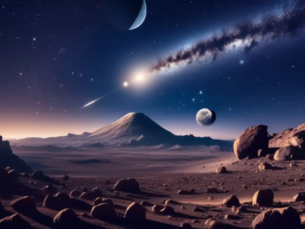 Impacto de asteroides en la Tierra: una imagen impactante del cielo nocturno lleno de estrellas y un asteroide masivo acercándose