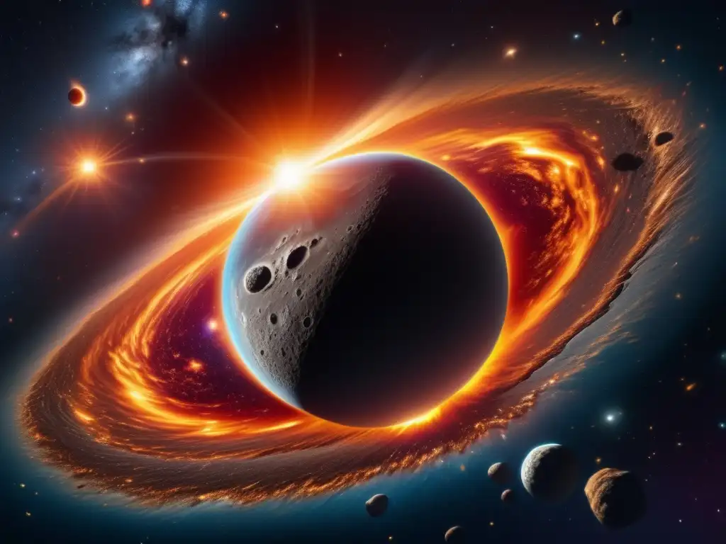 Impacto de asteroides en la Tierra: imagen 8k impactante del cosmos estrellado con un asteroide amenazante