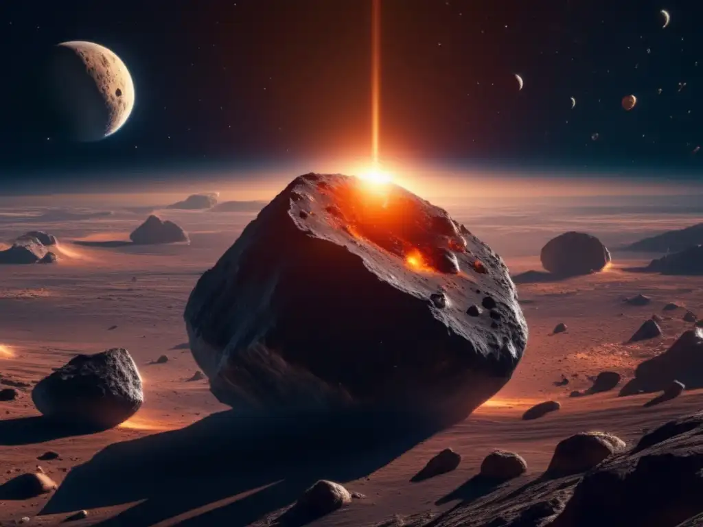 Impacto asteroides tierra, recursos: Imagen asombrosa de un asteroide masivo flotando en el espacio, con cráteres y rocas en su superficie
