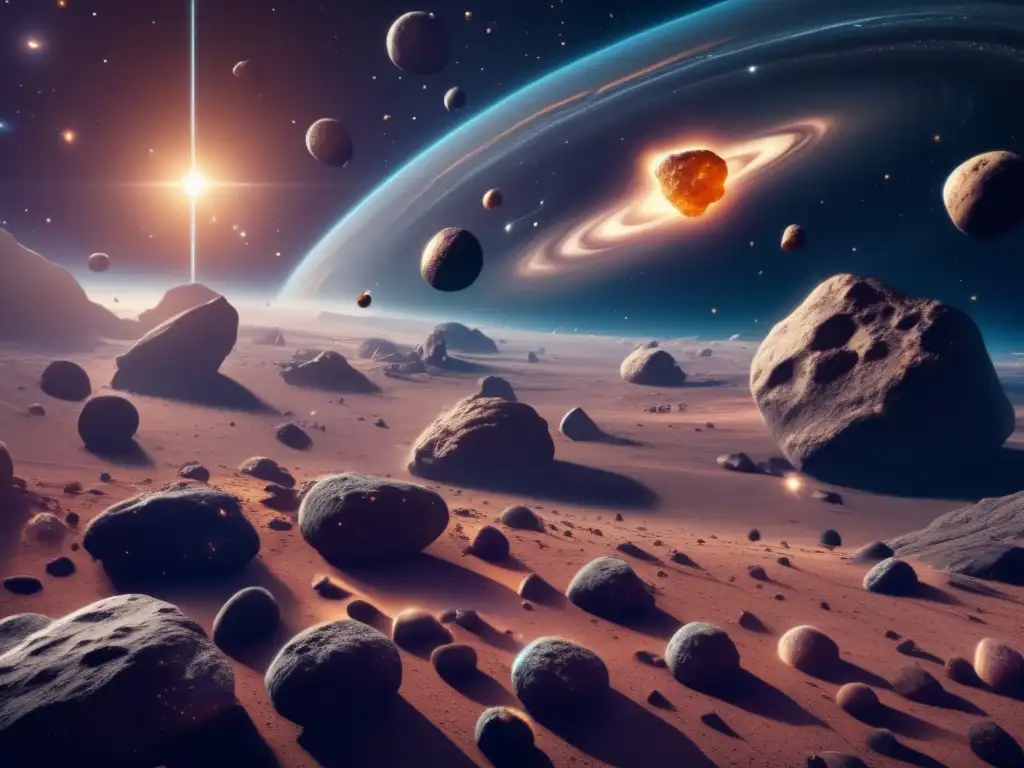Impacto de asteroides en la Tierra: vasto espacio estelar con asteroides en movimiento