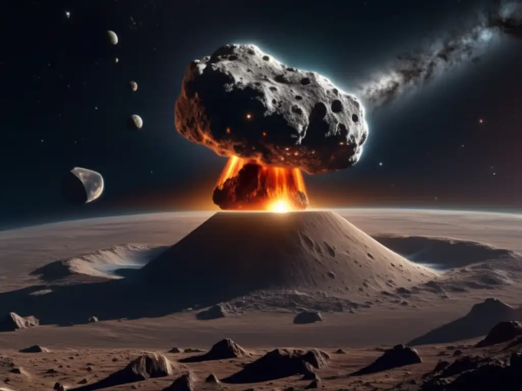 Impacto de asteroides en la Tierra: Vista impresionante de un asteroide masivo acercándose, rodeado de estrellas brillantes