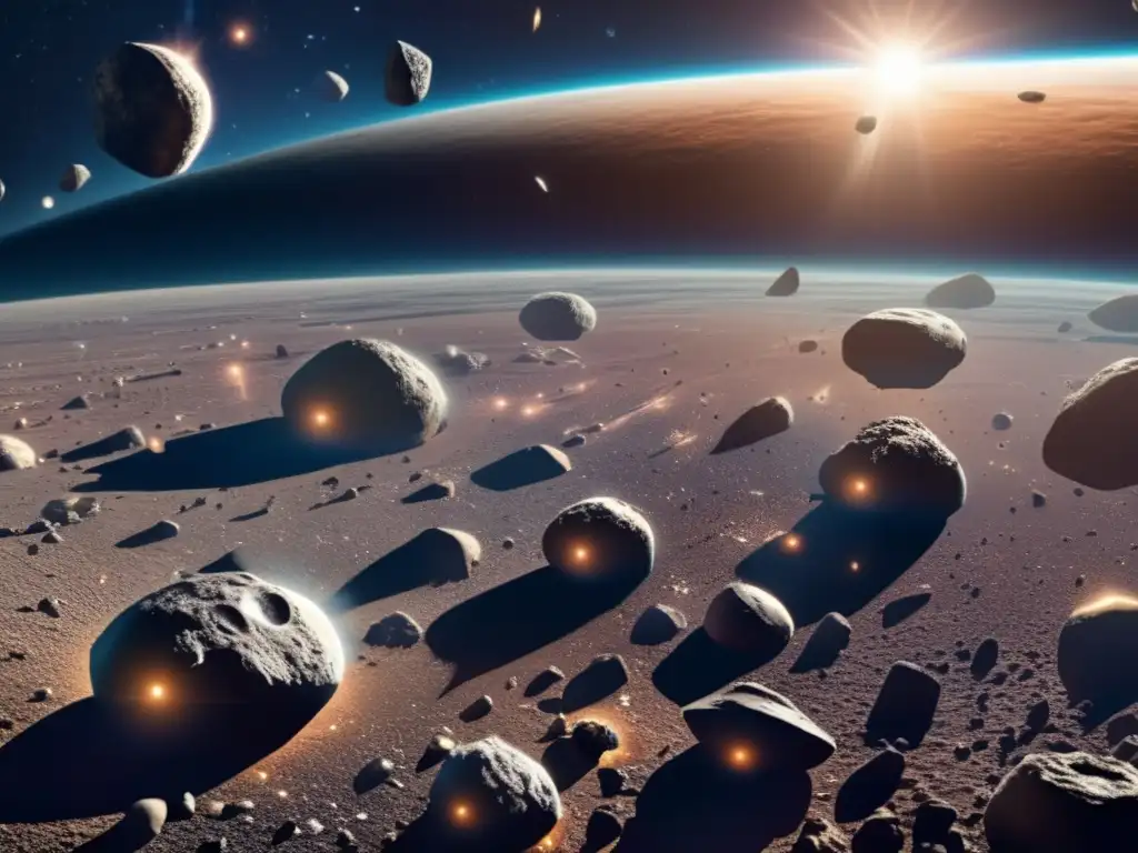 Impacto asteroides en la Tierra: Vista impresionante del cinturón de asteroides en el espacio, con diversidad y belleza asombrosa