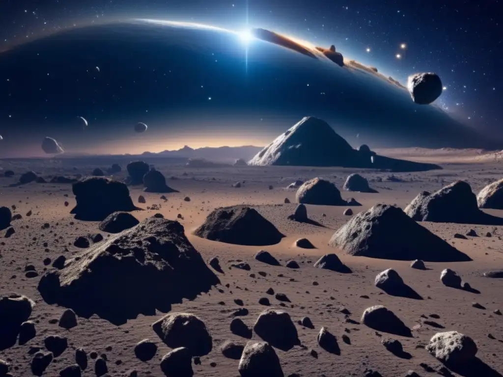 Impacto asteroides en la Tierra: Vista impresionante de un campo de asteroides en el espacio, resaltando su belleza y potencial