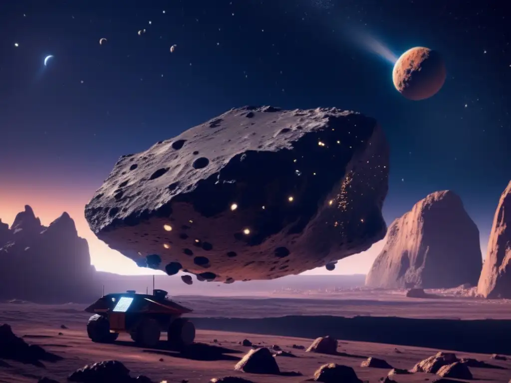 Impacto de asteroides en el universo: minera futurista explora riquezas en antiguo cuerpo celeste