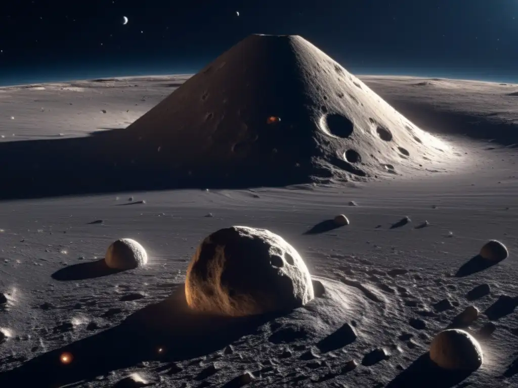 Impacto marea gravitacional en lunas asteroides: Imagen 8k muestra efectos hipnotizantes en superficie lunar