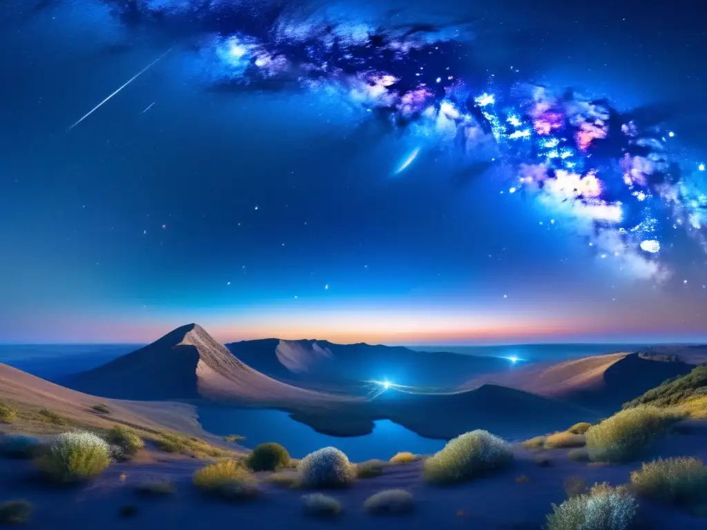 Impacto de meteoros en la tierra: noche estrellada, belleza cósmica y fragilidad terrestre