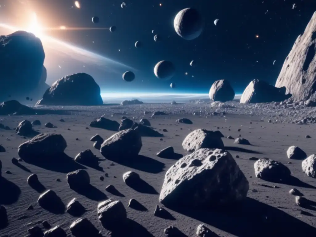 Importancia asteroides basálticos: espectacular imagen 8k de campo asteroides masivo
